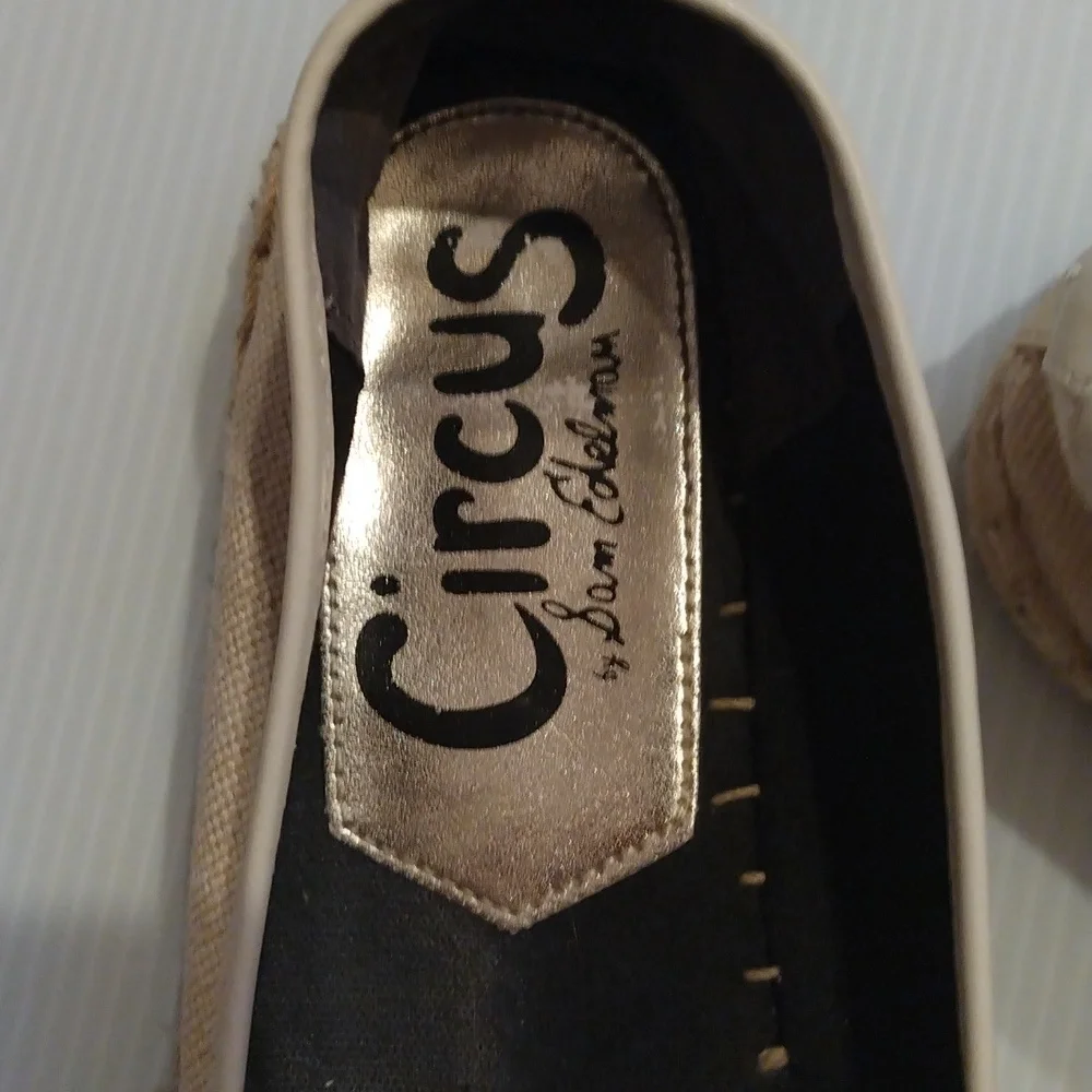 - Circus cream black beaded toe espidrille shoes